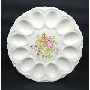 E & R American Art Ware Floral Deviled Egg Plate